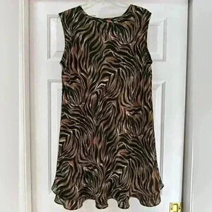 Nicole Studio New York Vintage Animal Print Sheath Lined Layered Dress Sz 14‎